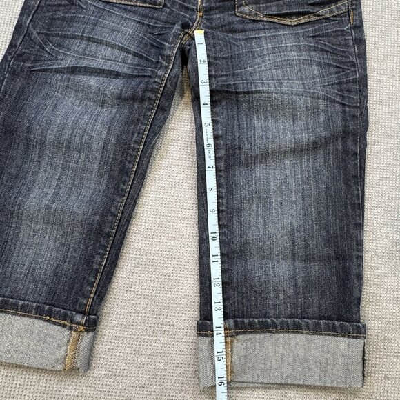 Mudd Womens Denim Capri Jeans Size 0 Embroidered Pockets Cuffed Hem Pockets Y2K - Picture 12 of 15